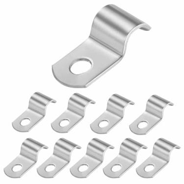 Imagem de HARFINGTON Alça de tubo de 5/40.6 cm, clipe de conduíte de aço inoxidável 304, 10 peças, braçadeira de alça de furo único para fixação de cabo de tubo de tubo (8 mm, prata)