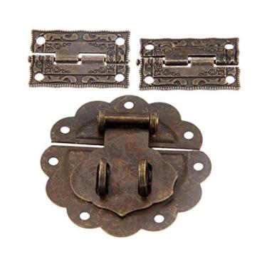 Imagem de Antique Bronze Toggle Hasp Latch Buckle e 2 pcs armário decorativo dobradiças de móveis vintage para jóias caixa de madeira YYDFPIIA