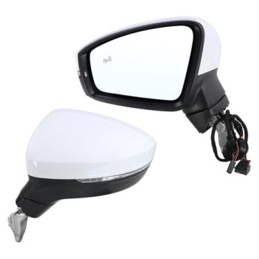 Imagem de Lqito Espelho lateral esquerdo do motorista compatível com VW Tiguan 2018 2019 2020 2021 2022 2023 2024 2025 VW Tiguan com vidro elétrico dobrável manual com sinal de seta aquecido ponto cego branco