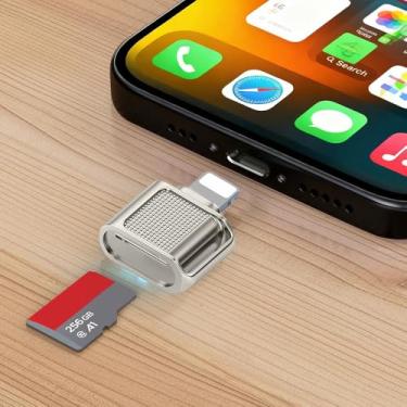 Imagem de Leitor de cartão micro SD compatível com telefone 16/15, mini USB tipo C para leitor de cartão micro SD/TF adaptador de cartão micro SD, Plug and Play, dourado