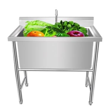 Imagem de TRGCJGH Pia utilitária de aço inoxidável, pias de cozinha, pia comercial/industrial, para porão de garagem interna e externa (80 x 70 cm/31,4 x 27,7 cm, profundidade: 40 cm)