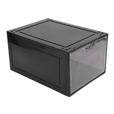 Imagem de Asixxsix Caixa de Armazenamento Transparente para Sapatos, Vitrine Acrílica Empilhável de Tênis Com Porta para Sapatos e Chapéus, Organizador à Prova de Poeira e água (Preto Transparente)