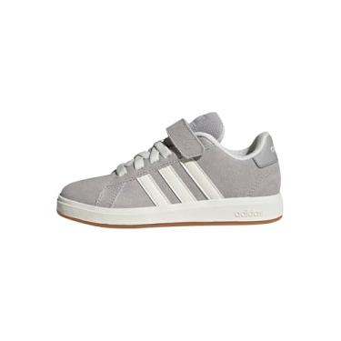 Imagem de adidas Tênis esportivo unissex infantil Grand Court 00s de renda elástica, Cinza/branco fora/chiclete, 12.5 Little Kid