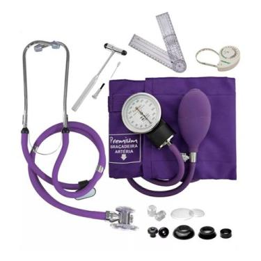 Imagem de Kit Fisioterapia C/ Esfigmomanômetro E Estetoscópio Roxo - PAMED