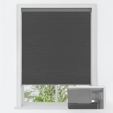 Imagem de LazBlinds Persianas celulares sem fio, sem ferramentas, bloqueio de luz blackout para casa, persianas de isolamento térmico para janelas, 94 cm L x 122 cm A, preta