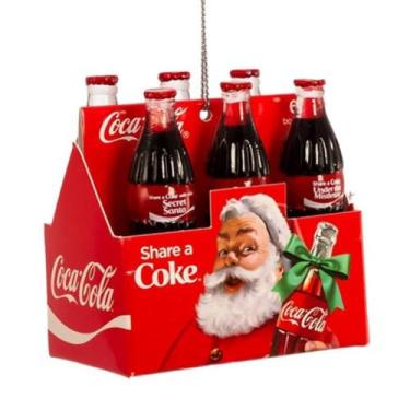 Imagem de Kurt S. Adler Pacote com 6 garrafas Coca Cola Compartilhar um enfeite de árvore de Natal CC2175 Novo