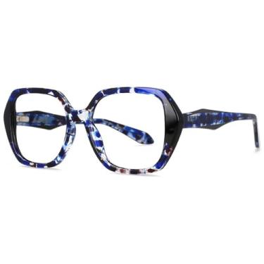 Imagem de Óculos de grau gatinho femininos vintage plástico titânio armação grande (3)