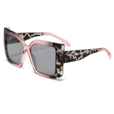 Imagem de Óculos de sol grandes com estampa de leopardo, moda para atividades ao ar livre, proteção solar, praia, férias (PinkLeopard)