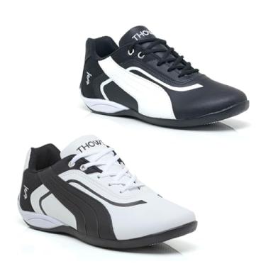 Imagem de Kit 2 Chuteiras Masculina Futsal Esportiva Com Solado Costurado Resistente Confortável (Branco/Preto E Preto/Branco, BR, Adulto, Numérico, 38)