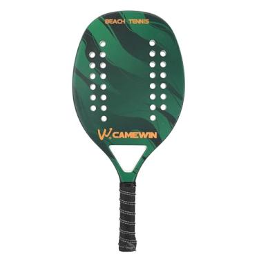 Imagem de Raquete Beach Tennis Carbono 3K, Verde, 28 Furos, Formato Diamante Redondo, EVA Macio, Iniciante a Intermediário