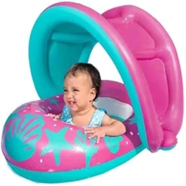 Imagem de Barco inflavel infantil, flutuacao e seguranca, recreacao aquatica rosa, leve, compacto, diversao aquatica, colorido, encantador