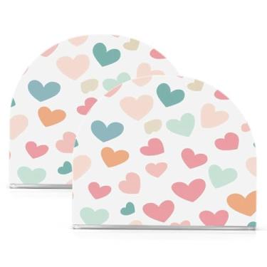 Imagem de Wassud Porta-guardanapos de acrílico com padrão de coração colorido, dispensador de guardanapos de papel moderno em forma de U para mesa, cozinha, sala de jantar, bancada 2 peças (comporta 50-60