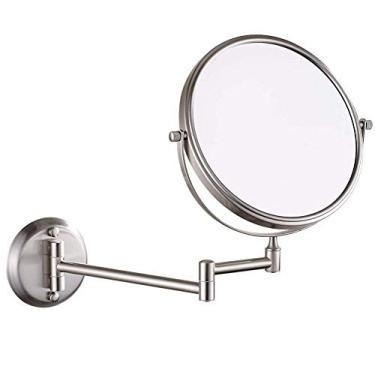 Imagem de YYBOES Espelhos de maquiagem de dupla face montados na parede ampliam o espelho cosmético ajustável resistente para barbear, espelho de banheiro