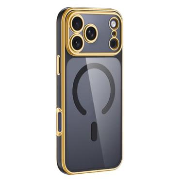 Imagem de LTLMYDAM Capa magnética para iPhone 17 Pro Max/17 Pro/Air/17, capa de carregamento sem fio transparente antiamarelamento proteção da câmera capa fina minimalista, preta, ar