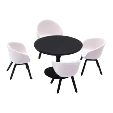 Imagem de harayaa Conjunto de mesa e cadeiras em miniatura 1/64, mini, moderno, resina, decoração em miniatura, criativo, acessórios para dioramas, conjunto, Style B