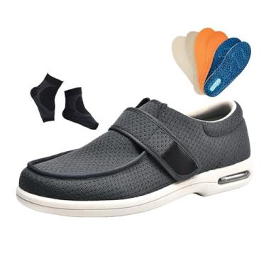 Imagem de Sapatos Largos Diabéticos Idosos, Calçado Ortopédico Ajustável Para Caminhada Respirável E Para Diabéticos Com Edema E Inchaço Homens, Casa Confortável Ambientes Interiores Exteriores(Gray,42 EU)
