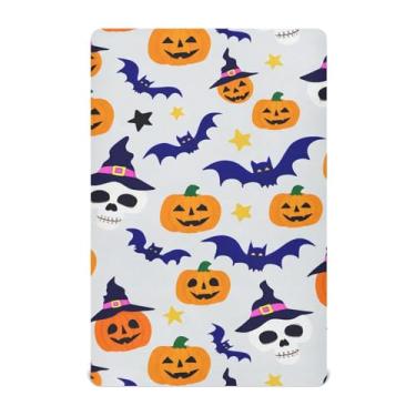 Imagem de Wassud Lençóis de berço respiráveis com caveiras de Halloween, capas de colchão de berço de 71 x 132 cm, lençol de bebê neutro para meninos e meninas (serve para berço padrão e pacote e brincadeira)