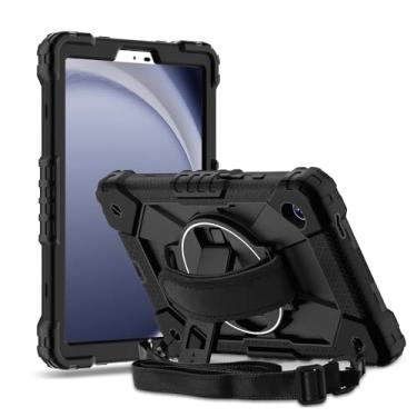 Imagem de AMZER Capa protetora para Galaxy Tab A11 22.1 cm 2025, capa resistente à prova de choque para Samsung Galaxy Tab A9 (SM-X135G/X110/X115/X117) com suporte giratório à prova de choque, alça de mão/cinto