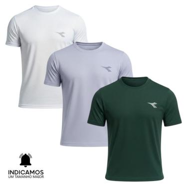 Imagem de Kit 3 Camisetas Diadora Small Logo Masculina - Cinza Claro e Branco M-Masculino