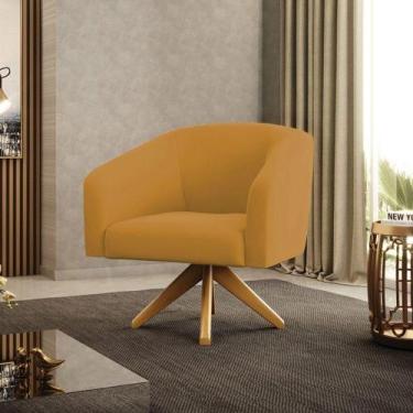 Imagem de Poltrona Sala Decorativa Stella Base De Madeira Giratória Ma30 Veludo 