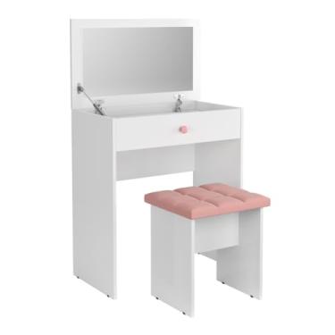 Imagem de Penteadeira Com Espelho, Gavetas E Banqueta