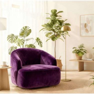 Imagem de Poltrona Orgânica Luxo Recepção Lótus Suede Cor Roxo