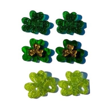 Imagem de A-yeite 3 pares de brincos femininos de Dia de São Patrício com glitter verde trevo folha trevo conjunto de brincos de acrílico festival irlandês Lucky St Patricks Day Holiday Jewelry Gift, Medium