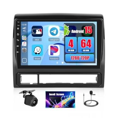 Imagem de Realdio Rádio veicular Android 15 de 4 + 64 GB para Toyota Tacoma 2005-2015 sem fio Carplay Android Auto, tela sensível ao toque de 9 polegadas 1280 x 720P estéreo para carro com WiFi, Bluetooth, GPS