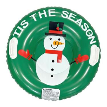 Imagem de Generic Boia inflável para trenó na neve, antirrolamento lateral, inflação rápida, multiuso, para adultos e crianças, leve, 83 cm de diâmetro, Boneco de Neve