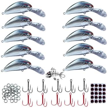 Imagem de Mermaid Gear Kit de 10 peças, iscas de pesca de metal de 50 mm com ganchos agudos, iscas DIY em branco de 5 g para robalo Walleye Pike, anéis divididos incluídos, 6 cm (cromado)