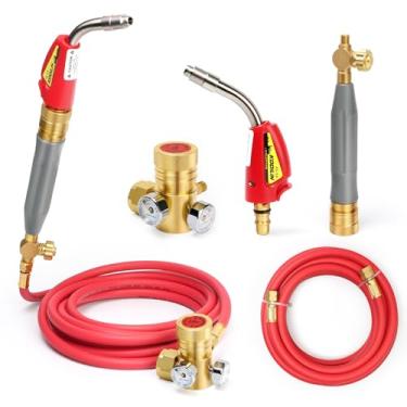 Imagem de KODILIN Kit de tocha de acetileno de ar – 100% à prova de fogo com botão de autoignição, tocha turbo de chama de redemoinho extremo para encanamento, HVAC, têmpera e faça você mesmo