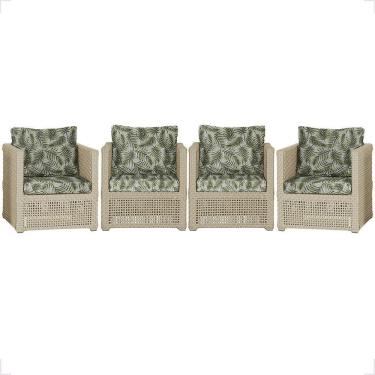 Imagem de 4 Poltronas Madri Alumínio Corda Náutica Estofado 5 Trama Rami