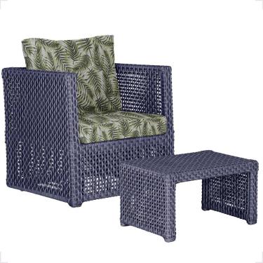 Imagem de Mesa E 1 Poltrona Madri Corda Náutica Estofado 5 Trama Azul