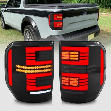 Imagem de Luzes traseiras para Ford Maverick XL XLT 2022 2023 2024 lanternas traseiras com animação âmbar sequencial sequencial lente fumê luz traseira (nenhuma lâmpada necessária, 1 par)