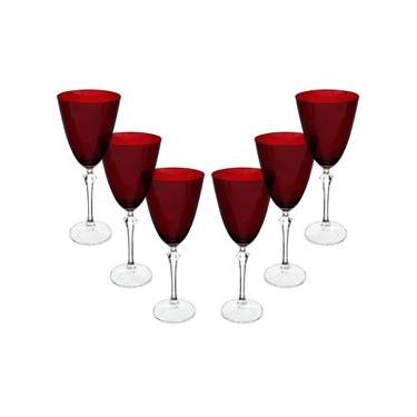 Imagem de Jogo de taças para água cristal ecológico Bohemia Elizabeth 350ml 6 peças vermelho