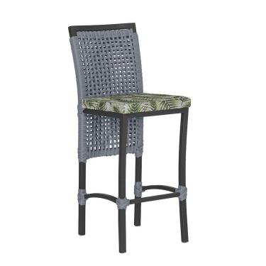 Imagem de Banqueta Em Alumínio Roma Preta Corda Náutica Tecido 5 Prata