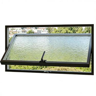 Imagem de Janela de metal retangular de montagem embutida, janela de vidro temperado rotativa de 360° com alças, funil embutido substituição de ventilação para banheiro cozinha sala de estar (PRETO-GA-35,8 ×