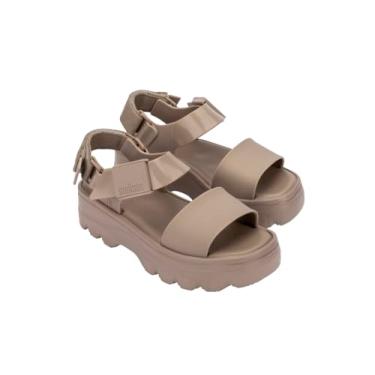 Imagem de Melissa Sandália feminina Kick Off Platform – Sandália plataforma vegana grossa super macia e flexível com alças ajustáveis e design de bico aberto, Bege, 38