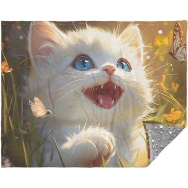 Imagem de Cobertor de Natal personalizado fofo gato gatinho fantasia 177.8 cm x 139.7 cm presentes cobertores grossos para inverno impresso cobertor super macio