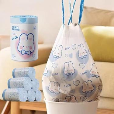 Imagem de Saco de lixo com cordão, 50 peças, sacos de lixo portáteis de grande capacidade, bolsa de lixo portátil para cozinha, sala de estar, armazenamento