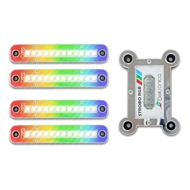 Imagem de Kit Super Strobo Led Som Automotivo Rgb 4 Faróis Deltrônica