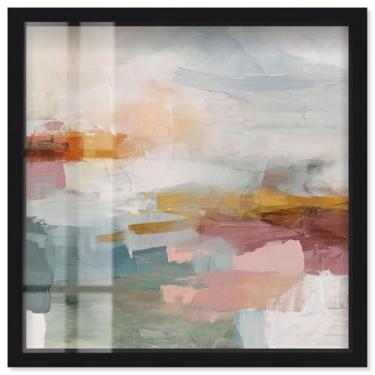 Imagem de Blended Shores III Shadowbox Print Sunset Wall Art por Art Remedy, moldura preta, 43 x 43 cm