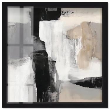 Imagem de Shades of Gray II Shadowbox Print Minimalista Wall Art por Art Remedy, moldura preta, 53 x 53 cm