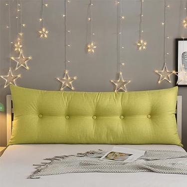 Imagem de BAGASI Travesseiro triangular para cabeceira de cama, almofada de leitura, almofada de leitura, almofada grande para encosto com capa removível, amarelo verde, 120 x 60 cm