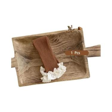 Imagem de Leggings De Algodão Listradas Para Meninas Bebês Com Punho De Renda Ca