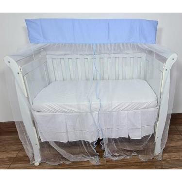 Imagem de Mosquiteiro Com Bandô Cortinado Para Berço Tulle Azul Bebê - POLYBABY