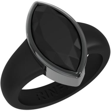 Imagem de Rinfit Anel feminino de silicone com aço inoxidável - alianças de casamento de borracha marquise - design pendente patenteado, Size 5, Silicone, Sem pedra preciosa