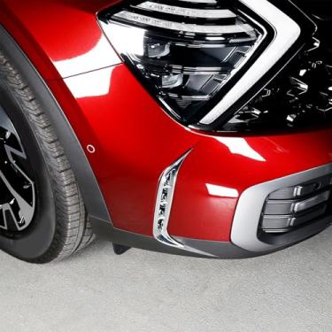 Imagem de Amzcar Para-choque dianteiro farol neblina moldura moldura capa exterior compatível com acessórios Kia Sportage X-LINE 2022-2025 (prata)