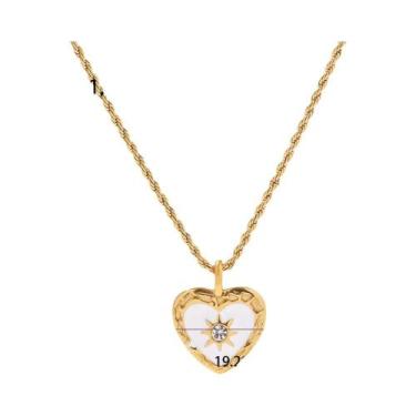 Imagem de Colar Vintage Com Pingente De Moeda Coração, Concha, Sol E Lua Em Aço 