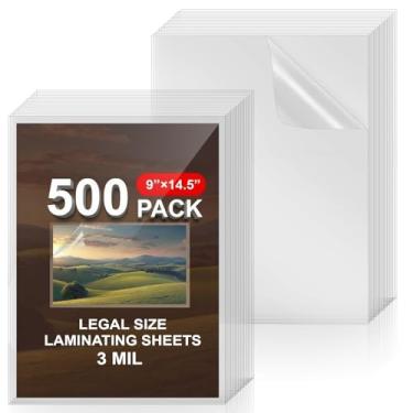 Imagem de Fuyoooo Pacote com 500 folhas de laminação de tamanho legal, comporta folhas de 21 x 35 cm, bolsas de laminação térmica de 3 mil para documentos de proteção extra, fotos, receitas, menus, certificados